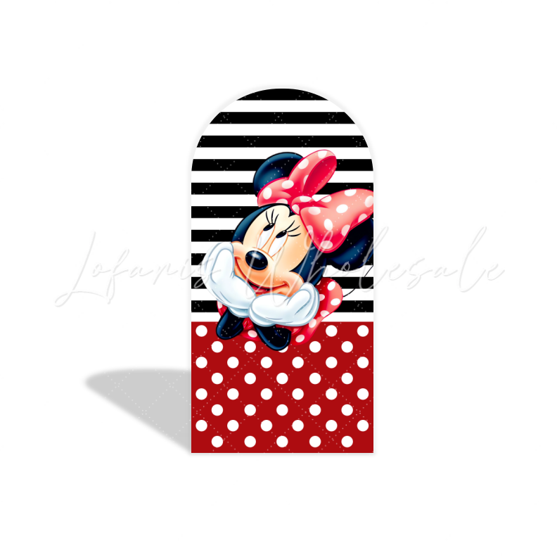 Red Stripes Mickey and Minnie Maus Rot Streifen Bogenhintergrund Abdeckung Klassisch Deko