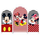 Red Stripes Mickey and Minnie Maus Rot Streifen Bogenhintergrund Abdeckung Klassisch Deko