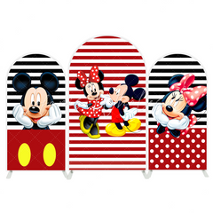 Red Stripes Mickey and Minnie Maus Rot Streifen Bogenhintergrund Abdeckung Klassisch Deko