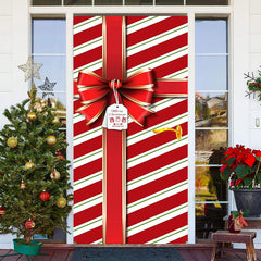 Rot Streifen Gegenwärtig Kasten Schleife Weihnachten Tür Abdeckung