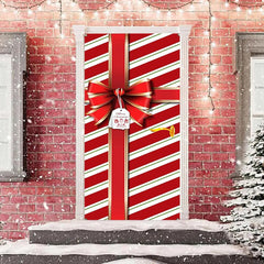 Rot Streifen Gegenwärtig Kasten Schleife Weihnachten Tür Abdeckung