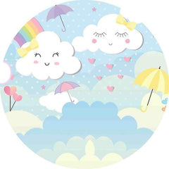 Runden Liebe Regenbogen Weiß Wolken Baby Dusche Hintergrund