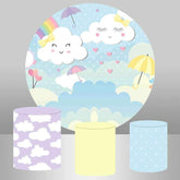 Runden Liebe Regenbogen Weiß Wolken Baby Dusche Hintergrund