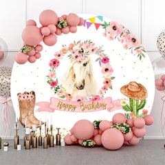 Rustikal Cowboy Pferd Blume Runden Geburtstag Hintergrund