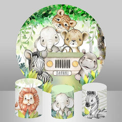 Safari Tiere Kreis Baby Dusche Hintergrund Für Party