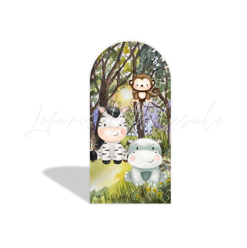 Safari Jungle Animals Arch Birthday Party Bogenhintergrund Abdeckung Zoo Tiere Löwe Affe Deko