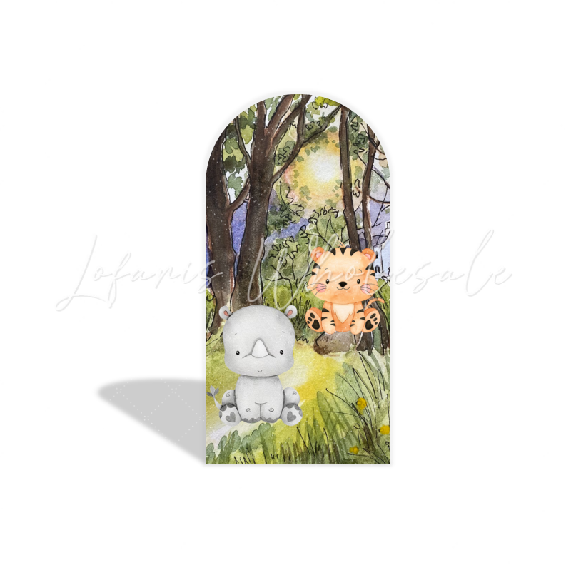 Safari Jungle Animals Arch Birthday Party Bogenhintergrund Abdeckung Zoo Tiere Löwe Affe Deko