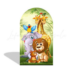 Safari Jungle Wild Happy Birthday Party Bogenhintergrund Abdeckung Dschungel Tiere Grün Deko