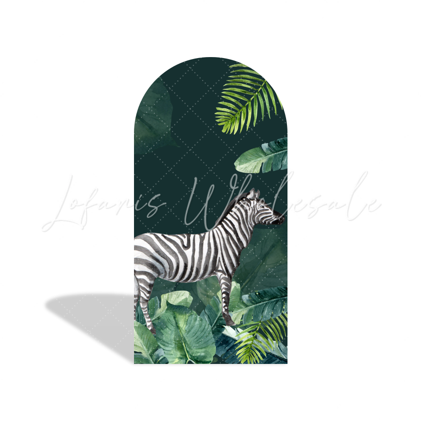 Safari Jungle Wild Dschungel Happy Birthday Bogenhintergrund Abdeckung Tropisch Grün Deko