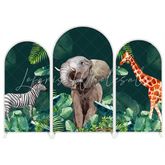 Safari Jungle Wild Dschungel Happy Birthday Bogenhintergrund Abdeckung Tropisch Grün Deko