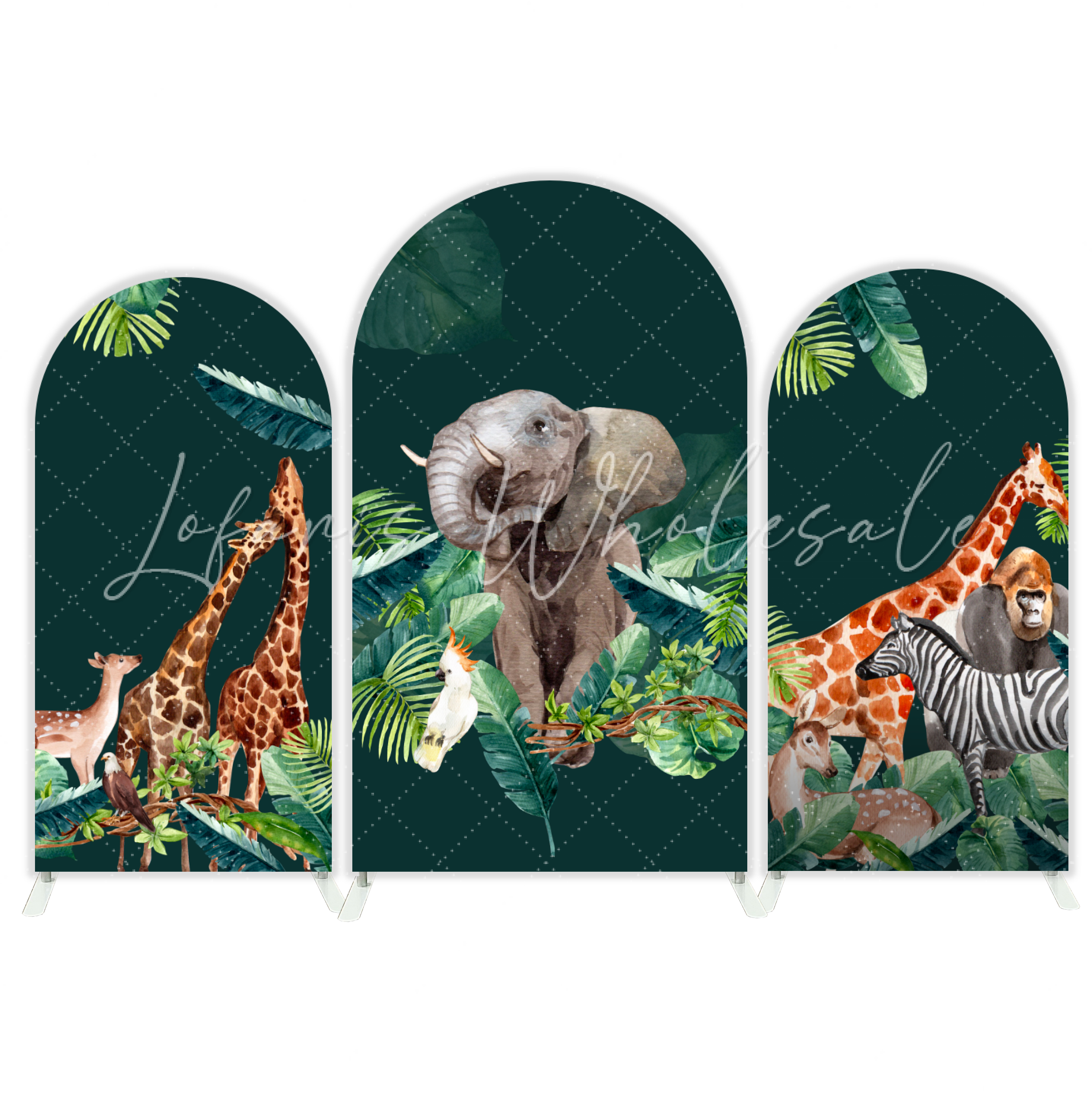 Safari Jungle Wild Thema Happy Birthday Bogenhintergrund Stoffbezug Tiere Zoo Party Deko