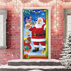 Weihnachtsmann Klaus Geschenk Liste Schneefeld Weihnachten Tür Abdeckung