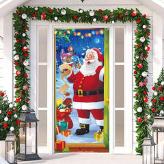 Weihnachtsmann Klaus Geschenk Liste Schneefeld Weihnachten Tür Abdeckung