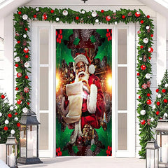 Weihnachtsmann Klaus Schneeflocke Blätter Weihnachten Tür Abdeckung