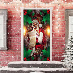 Weihnachtsmann Klaus Schneeflocke Blätter Weihnachten Tür Abdeckung