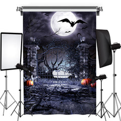 Beängstigend Schläger Haus Mit Geist Kürbis Halloween Hintergrund