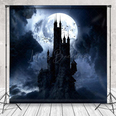Beängstigend Schloss Dunkel Nacht Voll Mond Halloween Hintergrund