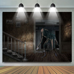 Beängstigend Monster Gehen In Der Haus Halloween Hintergrund