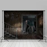 Beängstigend Monster Gehen In Der Haus Halloween Hintergrund