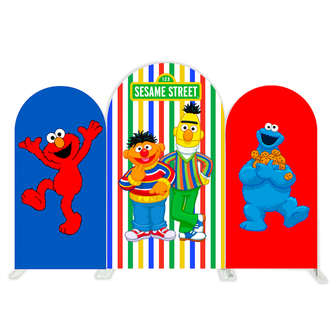 Sesame Street Sesamstraße Elmo Thema Happy Birthday Bogenhintergrund Abdeckung Bunt Deko