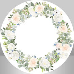 Einfach Blumen Weiß Boho Runden Hochzeit Hintergrund Bausatz
