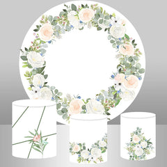 Einfach Blumen Weiß Boho Runden Hochzeit Hintergrund Bausatz