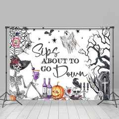 Schluck Um Zu Gehen Runter Weiß Glücklich Halloween Hintergrund