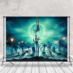 Skeleton Halten Hände Gruselig Nacht Halloween Hintergrund