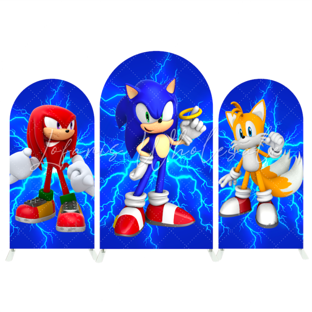 Sonic Cartoon Happy Birthday Party Bogenhintergrund Abdeckung Blauer Igel Rennspiel Jungen Deko