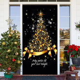 Funkeln Gold Bogen Binden Schwarz Weihnachten Tür Abdeckung