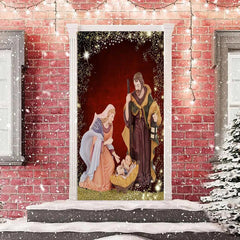 Funkeln Gold Rot Menschlich Baby Weihnachten Tür Abdeckung