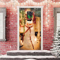 Funkeln Schneemann Bokeh Fröhlich Weihnachten Tür Abdeckung