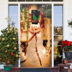 Funkeln Schneemann Bokeh Fröhlich Weihnachten Tür Abdeckung
