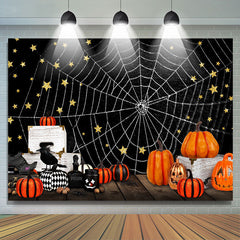 Spinne Netto Schwarz Nacht Mit Stern Halloween Hintergrund