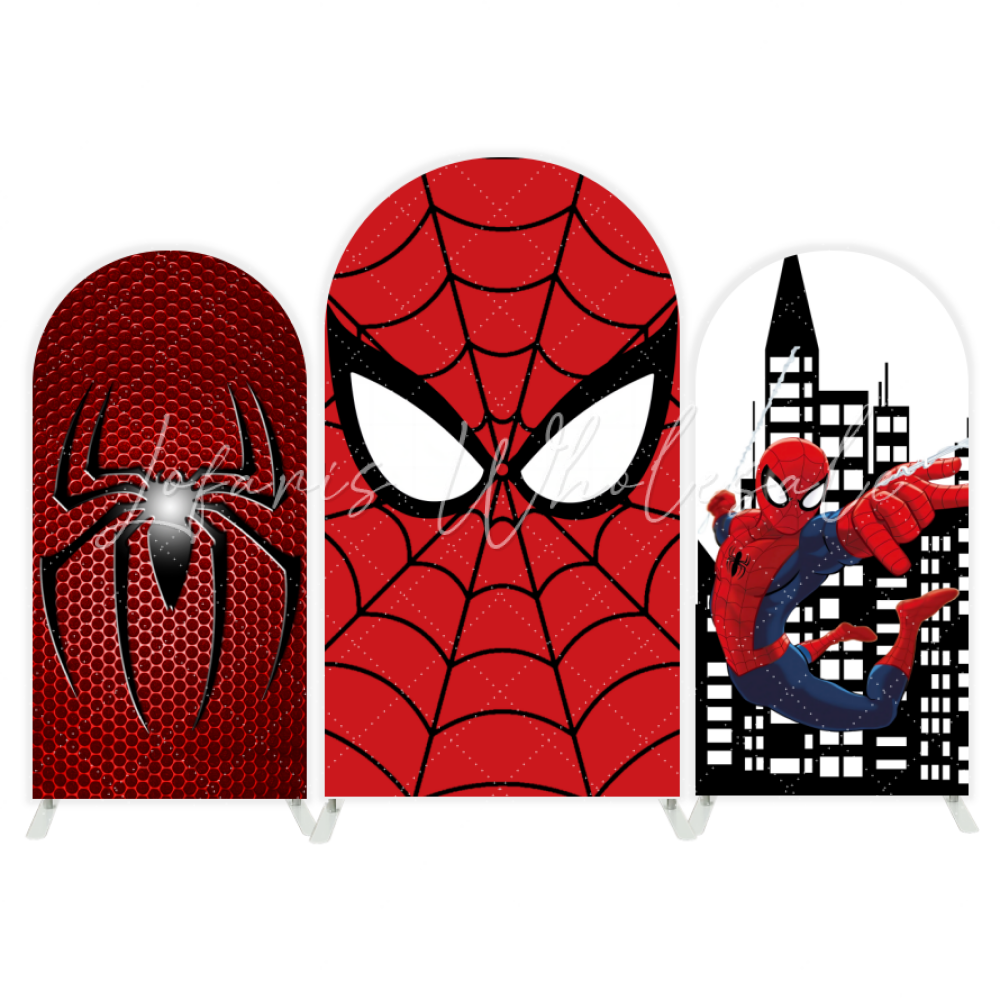 Spiderman Spinne Superheld Thema Bogenwand Abdeckung Stadt Skyline Jungen Party Deko