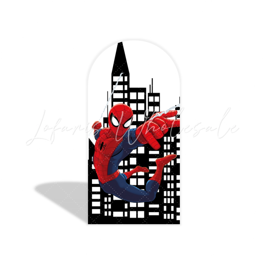 Spiderman Spinne Superheld Thema Bogenwand Abdeckung Stadt Skyline Jungen Party Deko