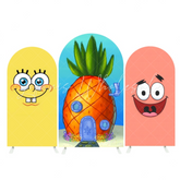 SpongeBob Theme Happy Birthday Party Bogenhintergrund Abdeckung Schwammkopf Ananas Meer Deko