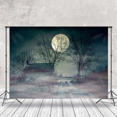 Gruselig Dorf Mond Bei Nacht Halloween Hintergrund