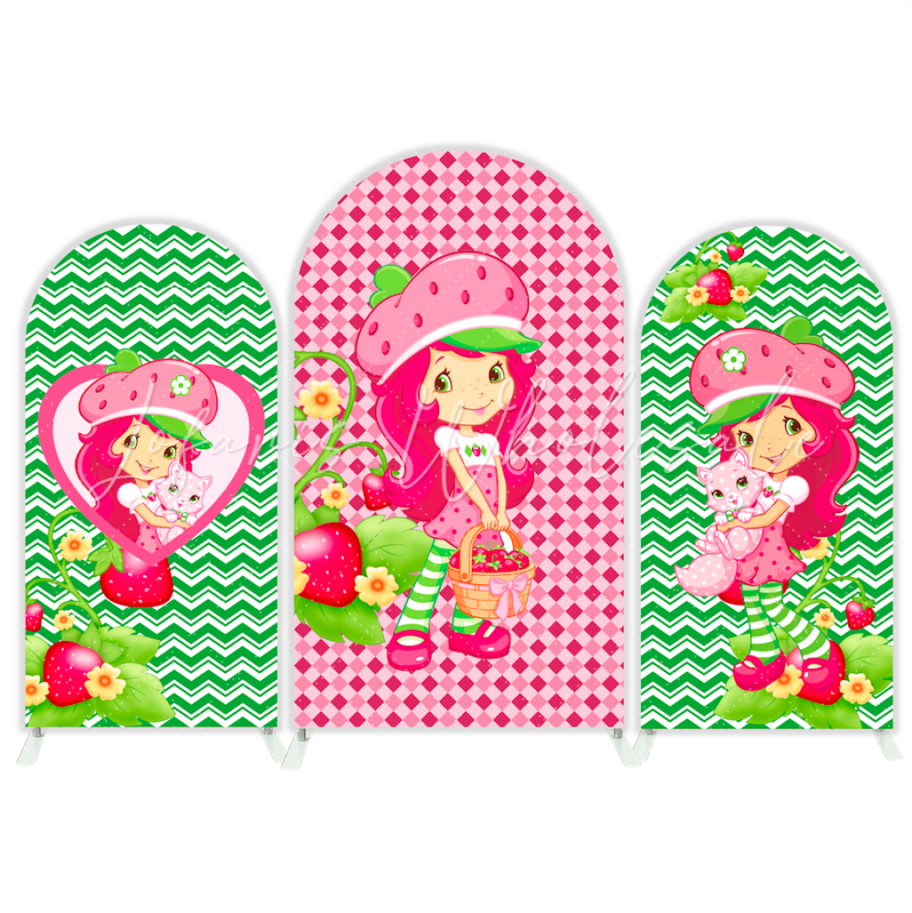 Strawberry Shortcake Theme Happy Birthday Party Bogenwand Abdeckung Erdbeer Mädchen Deko