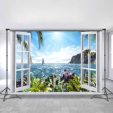 Sommer Strand Fenster Strand Sonnenschein Sommer Hintergrund