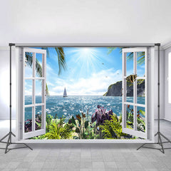 Sommer Strand Fenster Strand Sonnenschein Sommer Hintergrund
