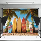 Sommer Urlaub Strand Blau Himmel Surboard Foto Hintergrund