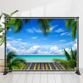 Sonnig Blau Himmel Strand Blätter Foto Sommer Hintergrund