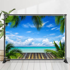 Sonnig Blau Himmel Strand Blätter Foto Sommer Hintergrund