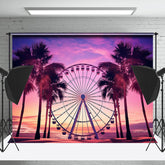 Sonnenuntergang Himmel Strand Bäume Ferris Rad Foto Hintergrund