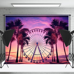 Sonnenuntergang Himmel Strand Bäume Ferris Rad Foto Hintergrund