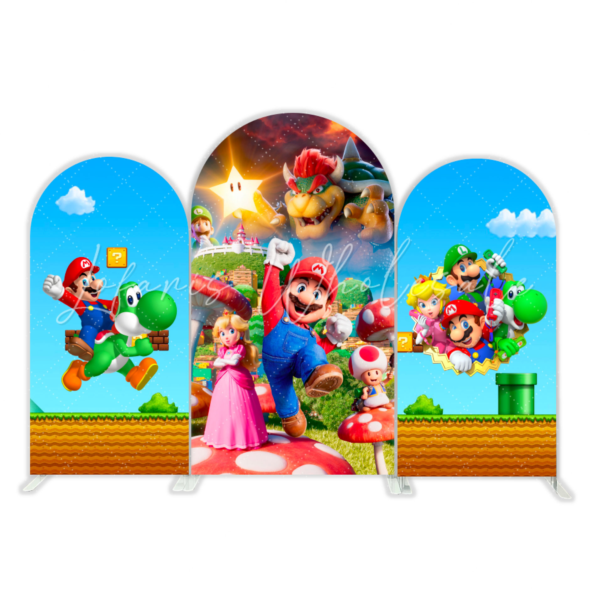 Supper Mario Cartoon Happy Birthday Party Bogenhintergrund Abdeckung Luigi Videospiel Jungen Deko