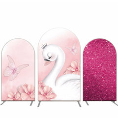 Schwan Rosa Blumen Schmetterling Bogen Hintergrund Bausatz Für Party