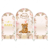 Teddy Bear Bär Thema Chiara Bogenhintergrund Abdeckung Babyparty Neutral Beige Braun Deko