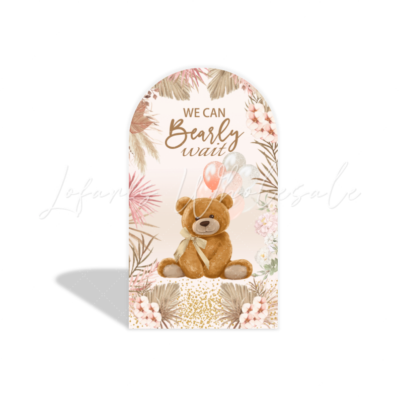 Teddy Bear Bär Thema Chiara Bogenhintergrund Abdeckung Babyparty Neutral Beige Braun Deko